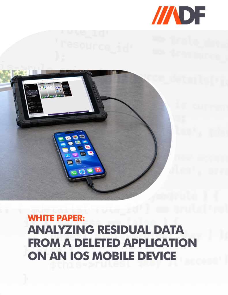 Analyzing Residual Data from a deleted app on an ios mobile device with adf solutions -